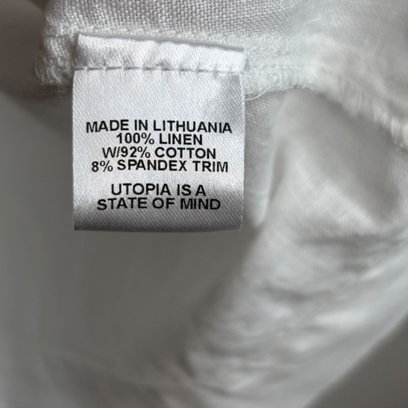 FLAX Jeanne Engelhart White Linen Top S Oversized Boxy Beach Boho Short Sleeve - Picture 5 of 8